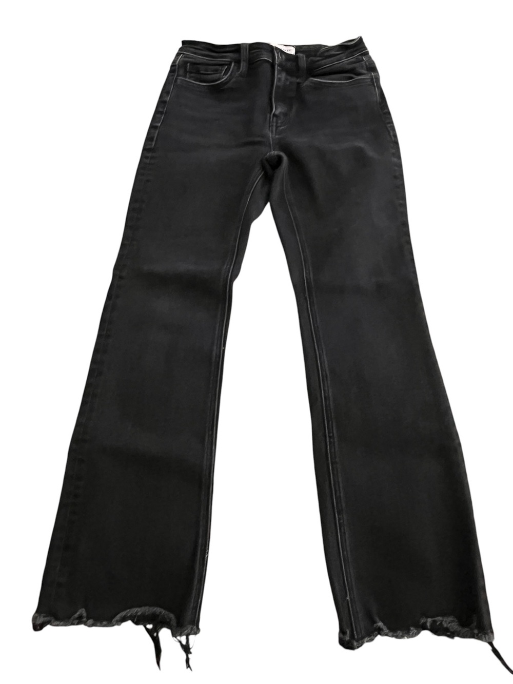 Flying Monkey Women’s Size 26 Black Wide Leg Jeans Raw Hem Stretch Denim